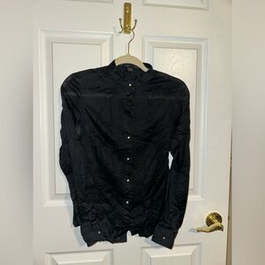 EXPRESS DESIGN STUDIO black blouse (translucent) with diamond rhinestone buttons